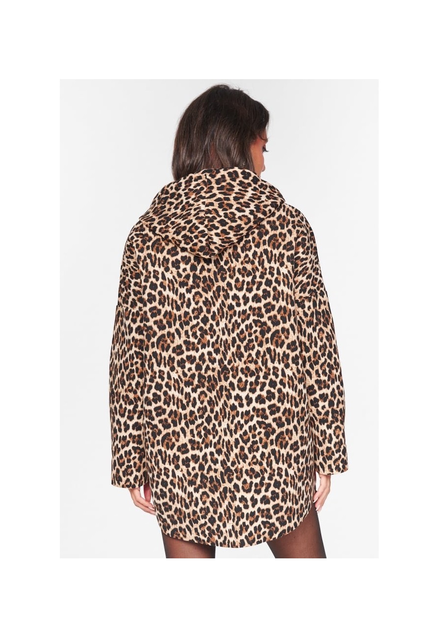 Jacket Animal Print με Κουκούλα ΚΑΦΕ